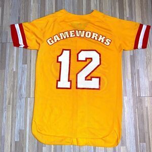 Vintage baseball jersey gameworks worker cosplay costume Halloween 2000s gamer